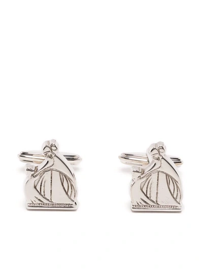 Lanvin Engraved Sculpted Cufflinks In Silber