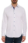 Robert Graham Righteous Cotton Stretch Contrast Trimmed Classic Fit Button Down Shirt In White