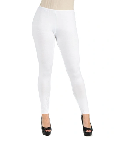 24seven Comfort Apparel Women's Plus Size Comfortable Ankle Length Stretch Leggings In White