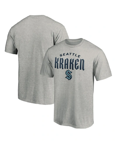 Fanatics Men's  Branded Heather Grey Seattle Kraken Team Lockup T-shirt