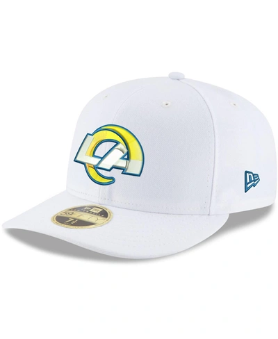 NEW ERA MEN'S WHITE LOS ANGELES RAMS TEAM LOGO OMAHA LOW PROFILE 59FIFTY FITTED HAT