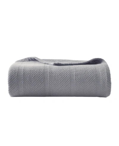 Eddie Bauer Herringbone Twin Blanket Bedding In Medium Gray