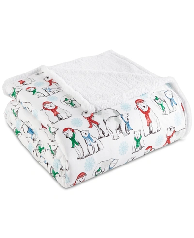 Shavel Micro Flannel To Sherpa Twin Blanket Bedding In Polar Bears