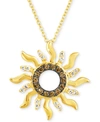 Le Vian Nude Diamond (1/10 Ct. T.w.) & Chocolate Diamond (1/6 Ct. T.w.) Sun Pendant Necklace In 14k Gold, 18 In Yellow Gold