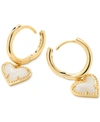 Kendra Scott Ari Mother Of Pearl Heart Drop Huggie Hoop Earrings In White