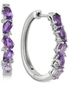 Macy's Amethyst (2 Ct. T.w.) & White Topaz (1/10 Ct. T.w.) Small Hoop Earrings In Sterling Silver, 1" In Purple