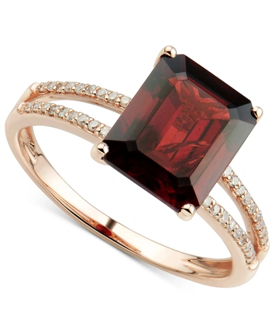 Macy's Garnet (3-3/4 Ct. T.w.) & Diamond (1/10 Ct. T.w.) Ring In 14k Rose Gold