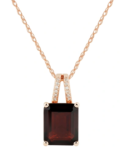 Macy's Citrine (3 Ct. T.w.) & Diamond Accent 18" Pendant Necklace In 14k Gold (also Available In Garnet And