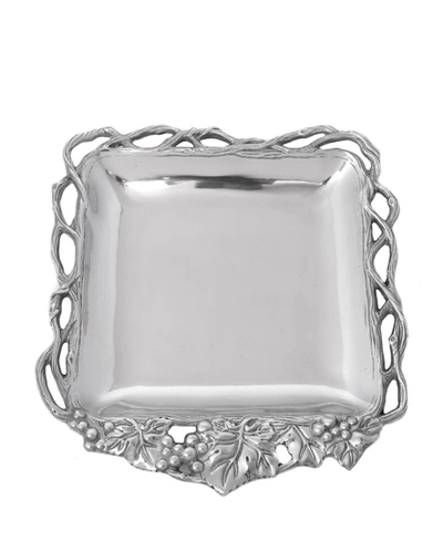 Arthur Court Designs Aluminum Grape Open Vine Square Tray In Silver