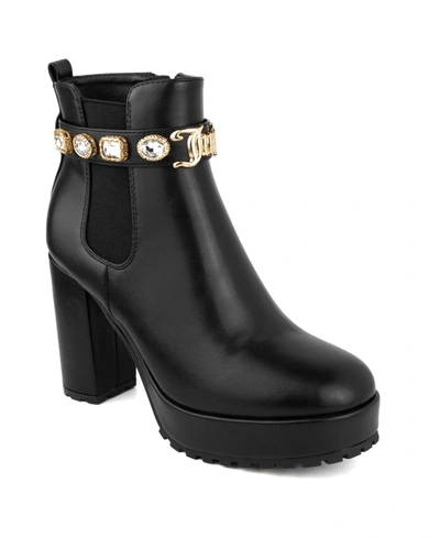 Juicy Couture Python Womens Faux Leather Embellished Chelsea Boots In Black-b
