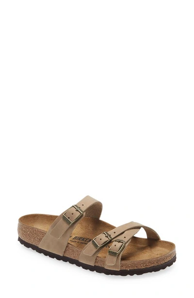 Birkenstock Franca Womens Leather Footbed Slide Sandals In Tobacco Oiled Leather