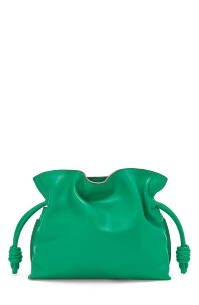 Loewe Mini Flamenco Leather Clutch In Jungle Green