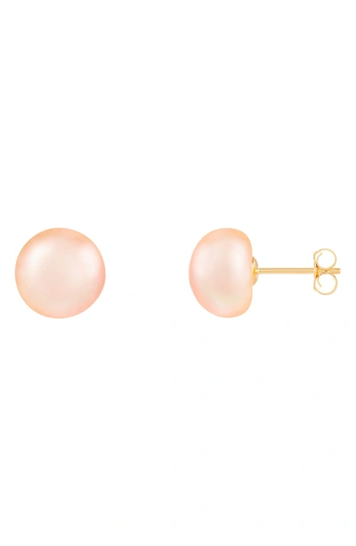 Splendid Pearls 14k Yellow Gold 9mm Freshwater Pearl Stud Earrings In Pink