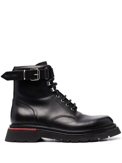 Dsquared2 Ankle-strap Lace-up Boots In Black