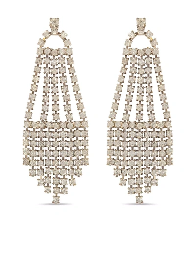 Pre-owned Susan Caplan Vintage 1980s Chandelier Crystal-embellished Dangling Earrings In Silver