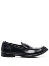 Officine Creative Anatomia Leather Penny Loafers In Black