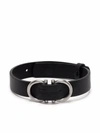 Ferragamo Gancini Embossed-logo Bracelet In Black