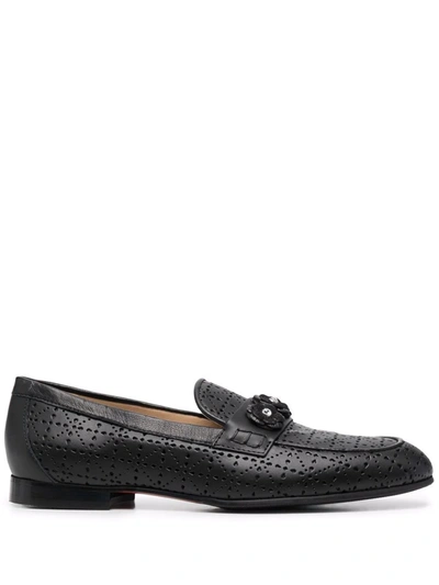 Baldinini Floral-appliqué Mocassins In Black