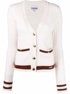 GANNI EMBROIDERED LOGO KNITTED CARDIGAN
