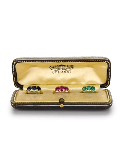Pre-owned Pragnell Vintage  18kt Yellow Gold Art Nouveau Gemstone Ring Set