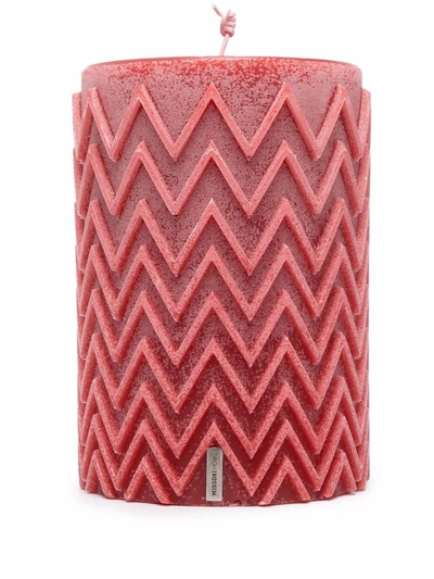 Missoni Chevron Cylindrical Candle In Red