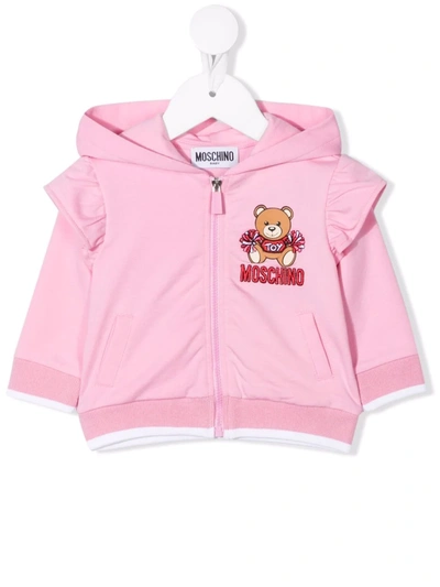 Moschino Babies' Teddy Bear Motif Hoodie In Pink