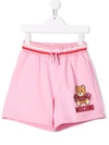 Moschino Kids' Toy Logo Cotton Jersey Sweat Shorts In Pink