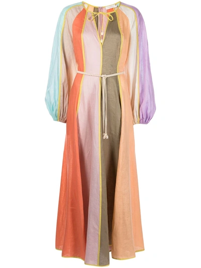 Zimmermann Lola Panelled Linen Maxi Dress In Multicolor