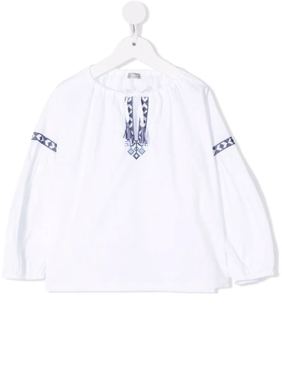 Il Gufo Kids' Embroidered Top (3-12 Years) In White
