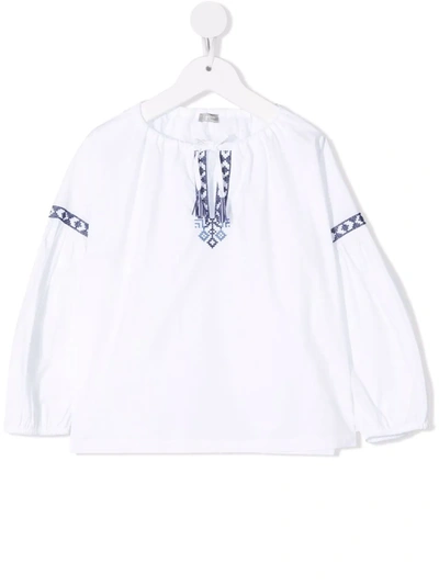 Il Gufo Kids' Embroidered Tunic Top In White