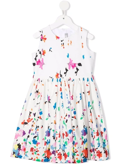 Il Gufo Kids' Abstract Flower Print Dress In White