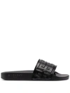 Givenchy 4g Logo Embossed Slip-on Sandals In Black