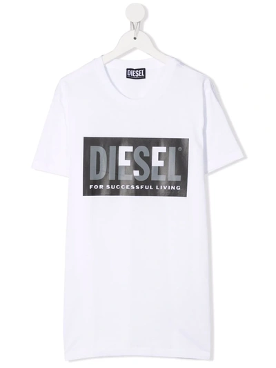 Diesel Teen Logo-print Cotton T-shirt In White
