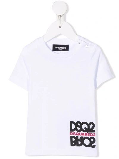 Dsquared2 Babies' Logo-print Round-neck T-shirt In White