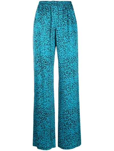 Golden Goose Blue Leopard Print Straight Leg Trousers