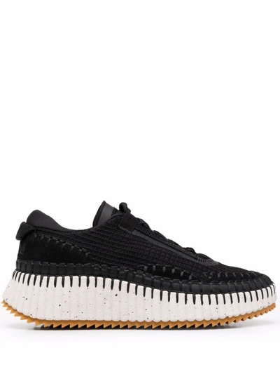 Chloé Nama Embroidered Suede And Recycled-mesh Sneakers In Soft White