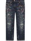 Dolce & Gabbana Bead-embellished Distressed Jeans In Blue