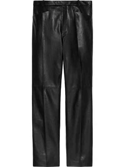 Gucci Straight-leg Leather Trousers In Red