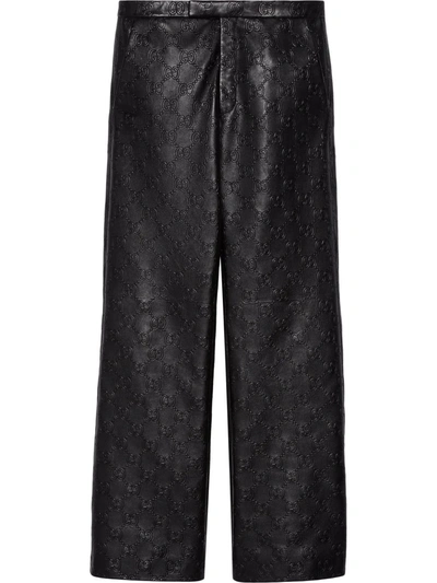 Gucci Gg-embossed Leather Suit Trousers In Black