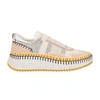 Chloé Nama Embroidered Suede And Recycled-mesh Sneakers In Biscotti Beige