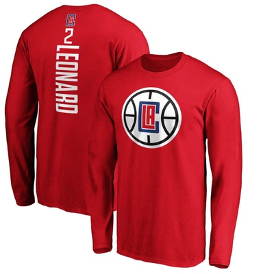 Fanatics Men's Kawhi Leonard Red La Clippers Team Playmaker Name Number Long Sleeve T-shirt