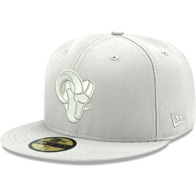 New Era Men's Los Angeles Rams White On White Ram Head 59fifty Fitted Hat