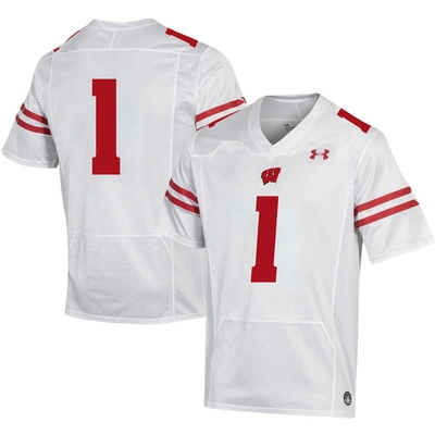 Under Armour #1 White Wisconsin Badgers Replica Football Jersey