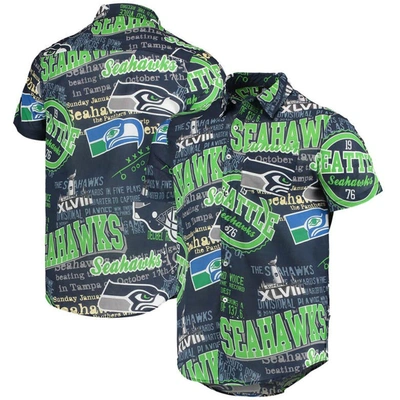 Foco Men's College Navy Seattle Seahawks Thematic Button-up Shirt