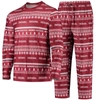 Concepts Sport Crimson Indiana Hoosiers Ugly Sweater Long Sleeve T-shirt And Pants Sleep Set In Crimson