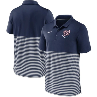 Nike Men's Navy-gray Washington Nationals Home Plate Striped Polo