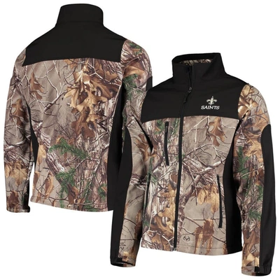 Dunbrooke Men's  Realtree Camo And Black New Orleans Saints Circle Hunter Softshell Full-zip Jacket In Realtree Camo,black