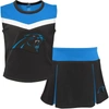 ZZDNU OUTERSTUFF YOUTH BLACK/BLUE CAROLINA PANTHERS TWO-PIECE SPIRIT CHEERLEADER SET