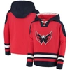 ZZDNU OUTERSTUFF YOUTH RED WASHINGTON CAPITALS AGELESS MUST-HAVE LACE-UP PULLOVER HOODIE