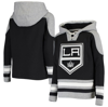 ZZDNU OUTERSTUFF YOUTH BLACK LOS ANGELES KINGS AGELESS MUST-HAVE LACE-UP PULLOVER HOODIE